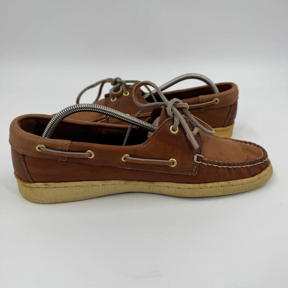 Vintage Coach Leather‎ Boat Shoes Tan Brown Made in Italy Deck Shoes Mens 8.5